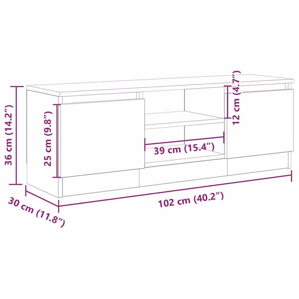 Berkfield Home Rustic Old Wood TV Cabinet in Brown, W/D/H: 102 x 30 x 36 cm – 4