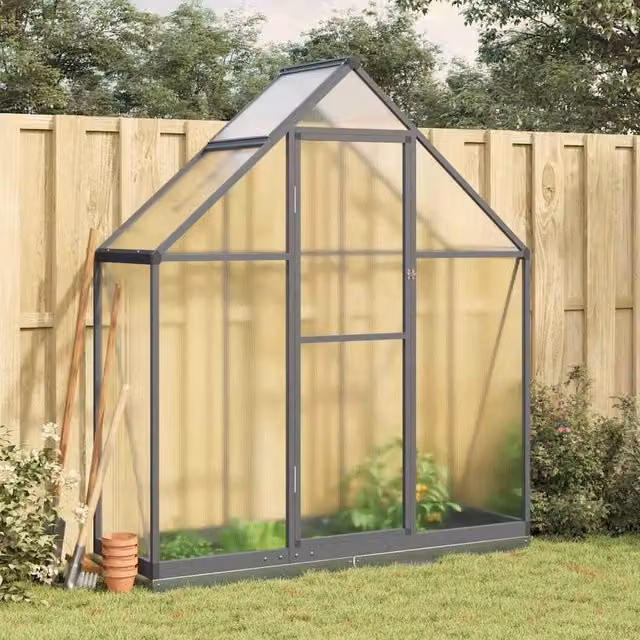Berkfield Home Aluminium Greenhouse with Base Frame in Anthracite, W/D/H: 169 x 58 x 202 cm – 1