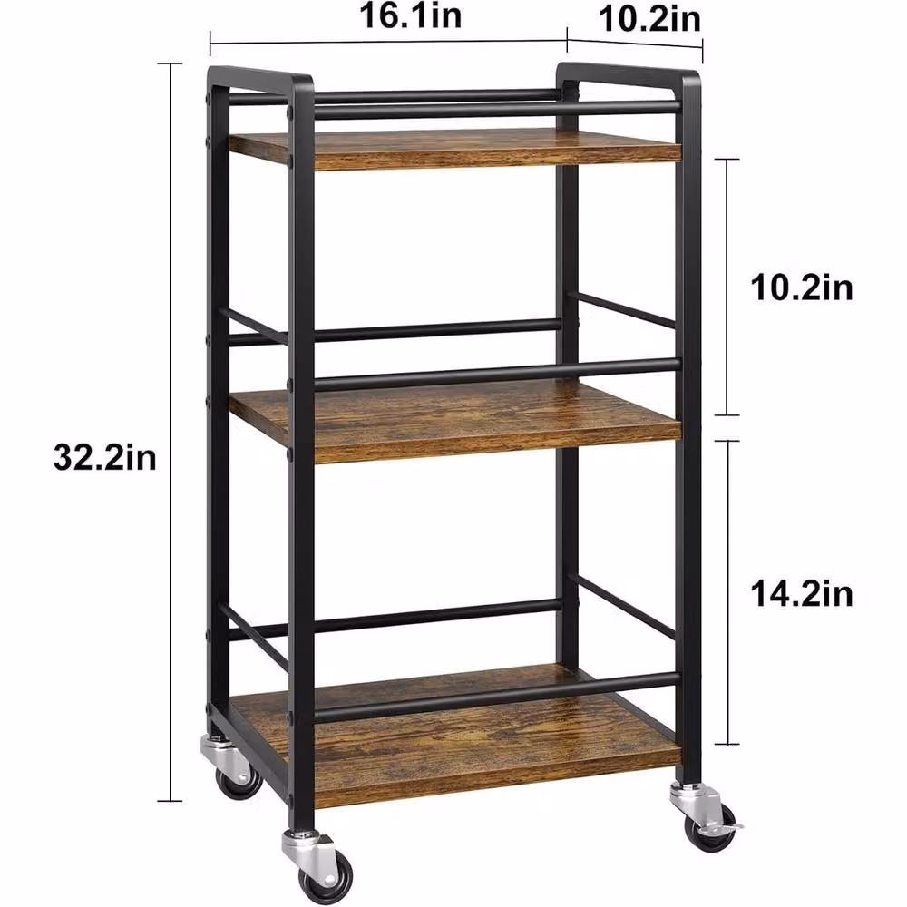 Havendro 3 Tier Rolling Kitchen Storage and Serving Trolley in Black – 2
