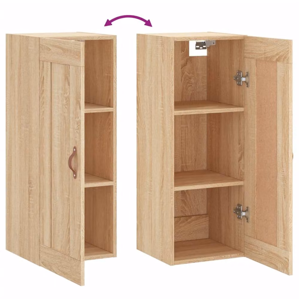 Berkfield Home Wall Mounted Cabinet in Sonoma Oak, Beige, W/D/H: 34.5 x 34 x 90 cm – 3