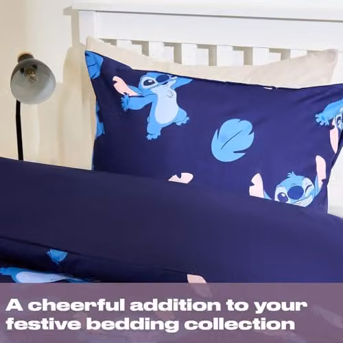OHS Stitch Single Polycotton Duvet Cover and Pillowcase Set, Blue, Duvet Cover: 135 x 200 cm, Pillowcase: 48 x 74 cm – 2