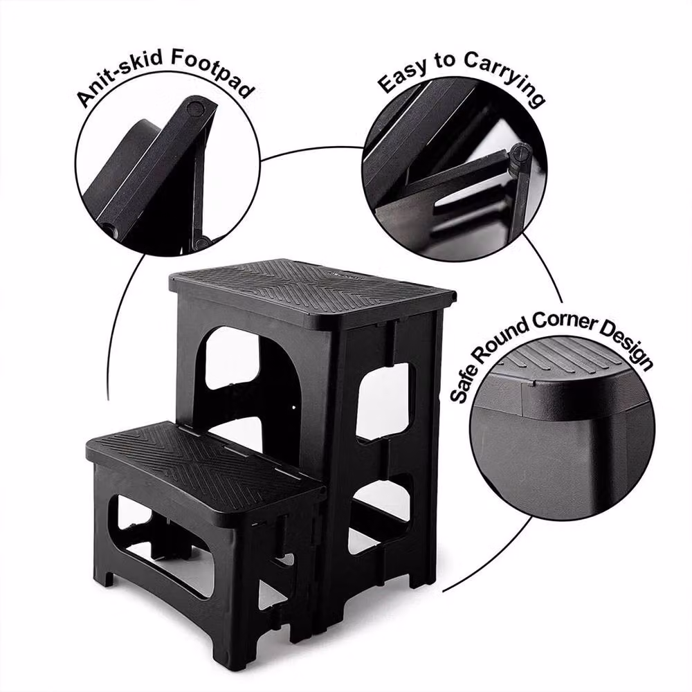 VOGREX Heavy Duty Folding Double Step Stool in Black – 3