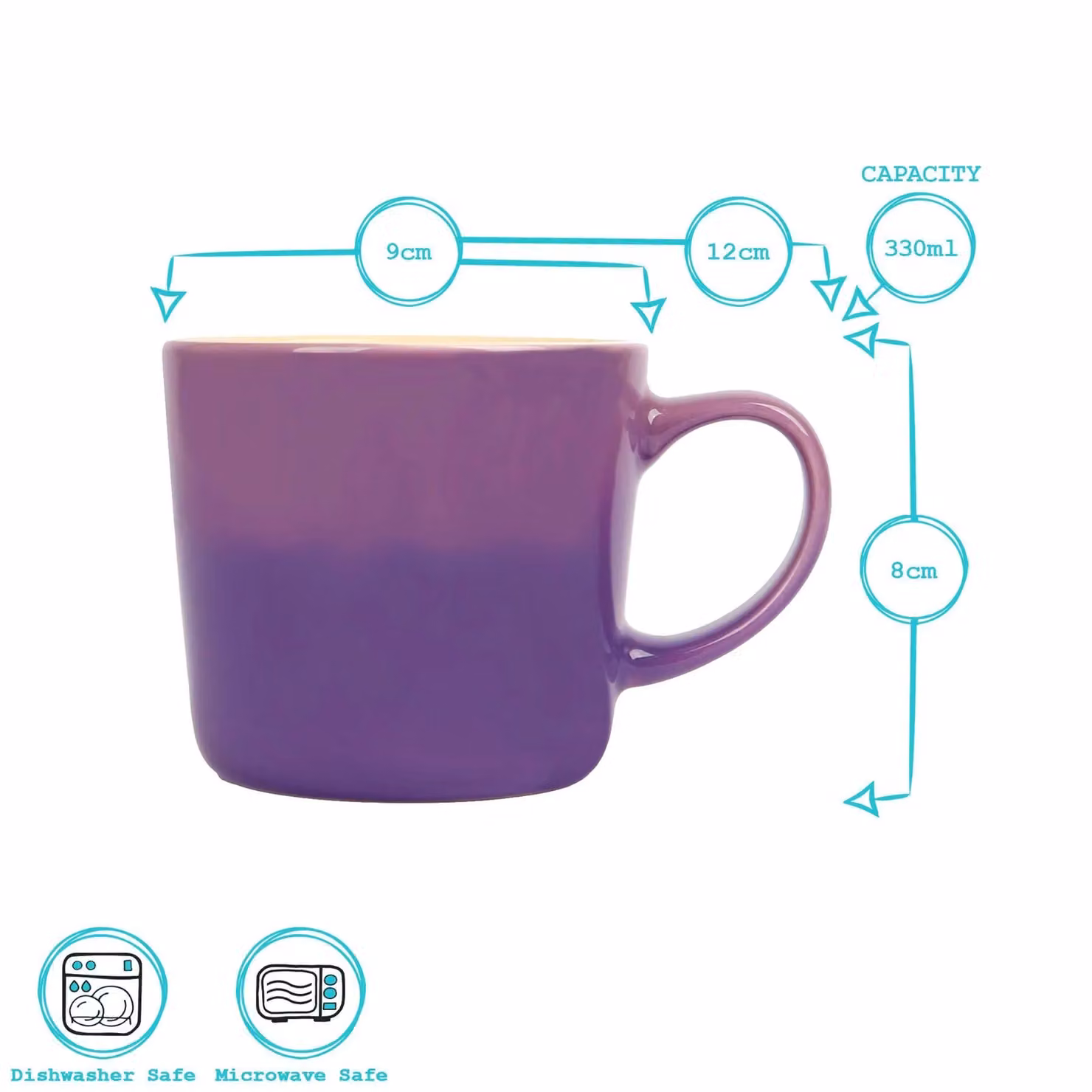 Argon Tableware Ombre Purple Glazed New Bone China Coffee Mug, 330ml – 5