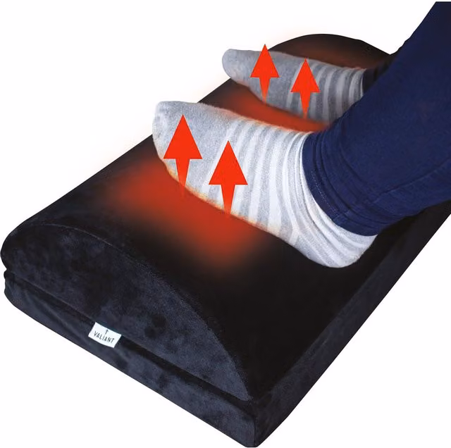 Valiant Under Desk Heated Footrest with Memory Foam, Black