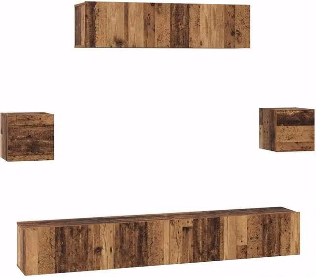 Berkfield Home 7-Piece Modern TV Cabinet Set in Brown, W/D/H: 80 x 30 x 30 cm