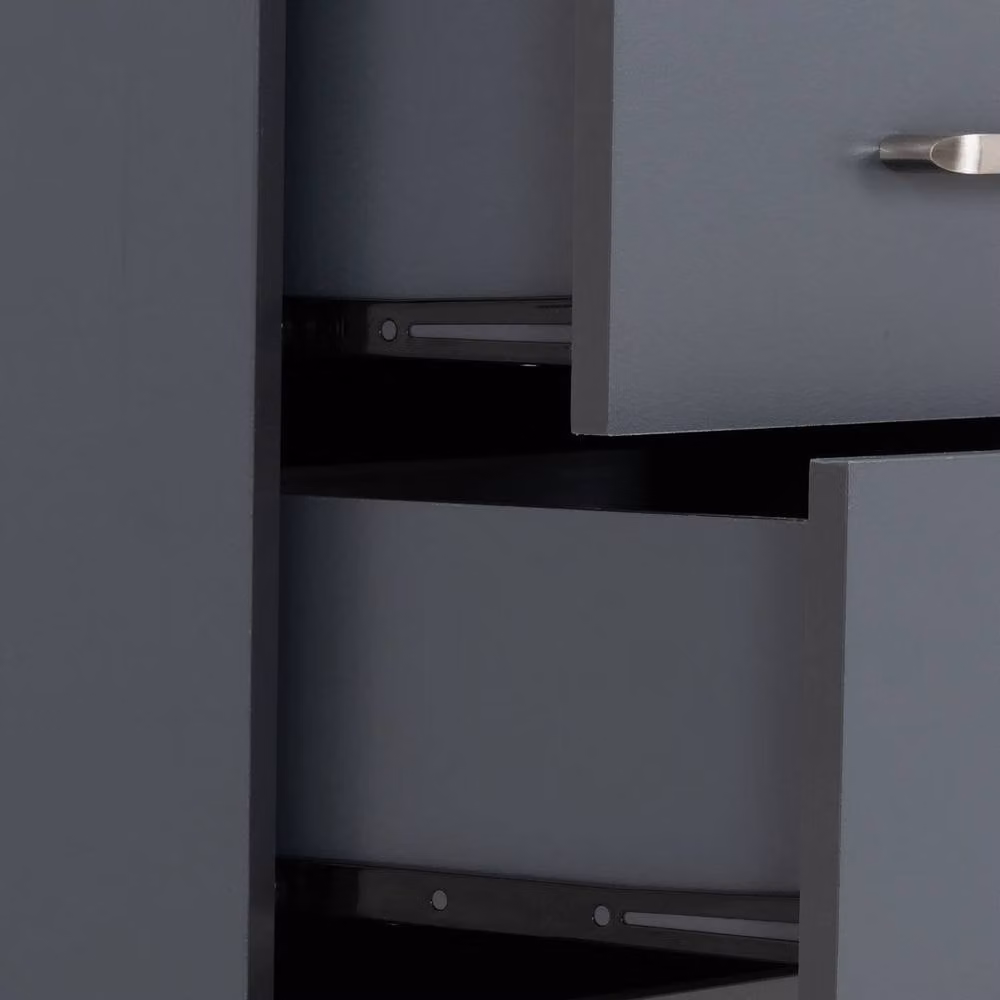 FORGEVIO Modern 3 Drawer Bedside Chest in Dark Grey Matt Finish – 3