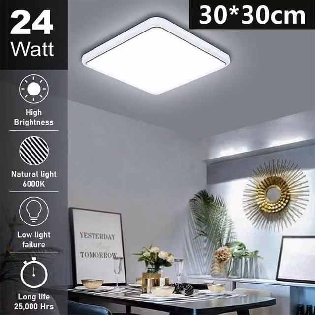 FLAVORA 24W LED Square Ceiling Light Panel in White, W/D/H: 30 x 30 x 1 cm