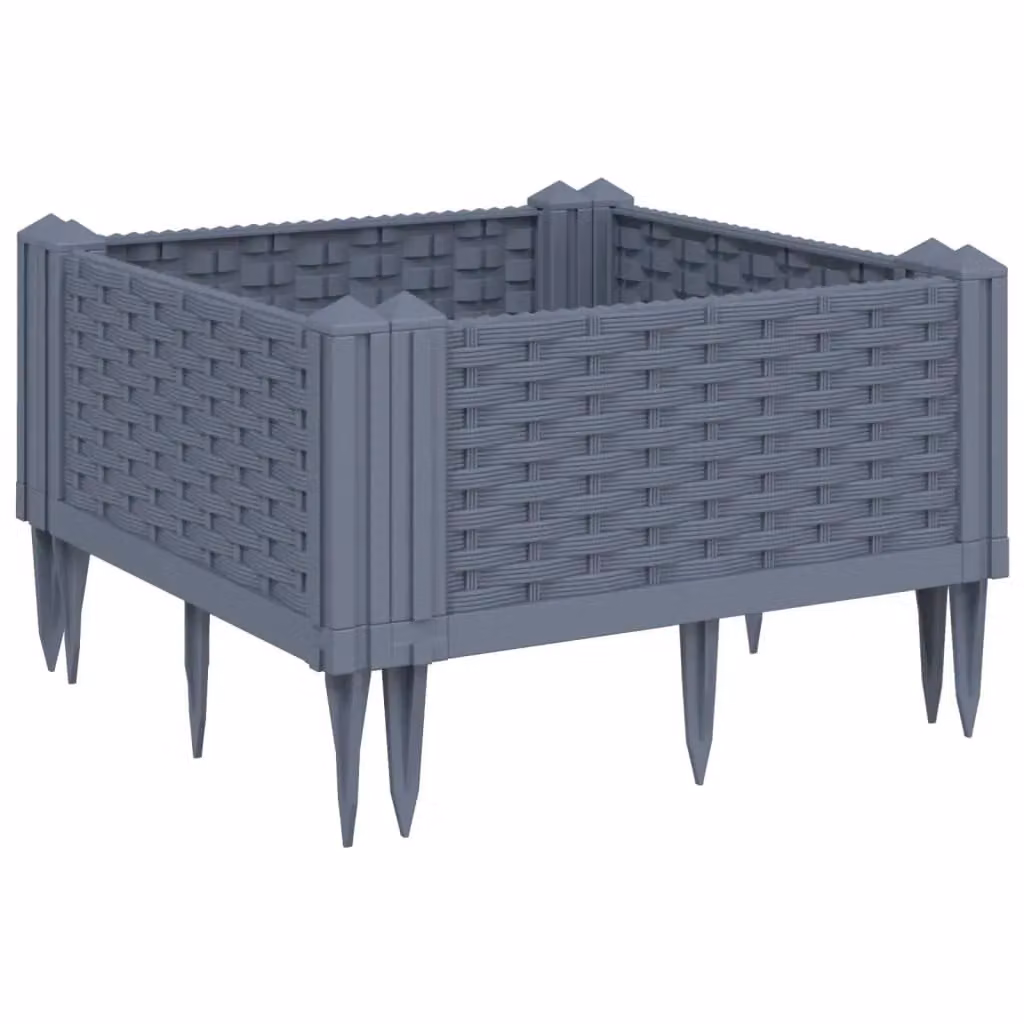 Berkfield Home Garden Planter with Pegs in Blue and Grey, W/D/H: 42.5 x 42.5 x 28.5 cm – 2