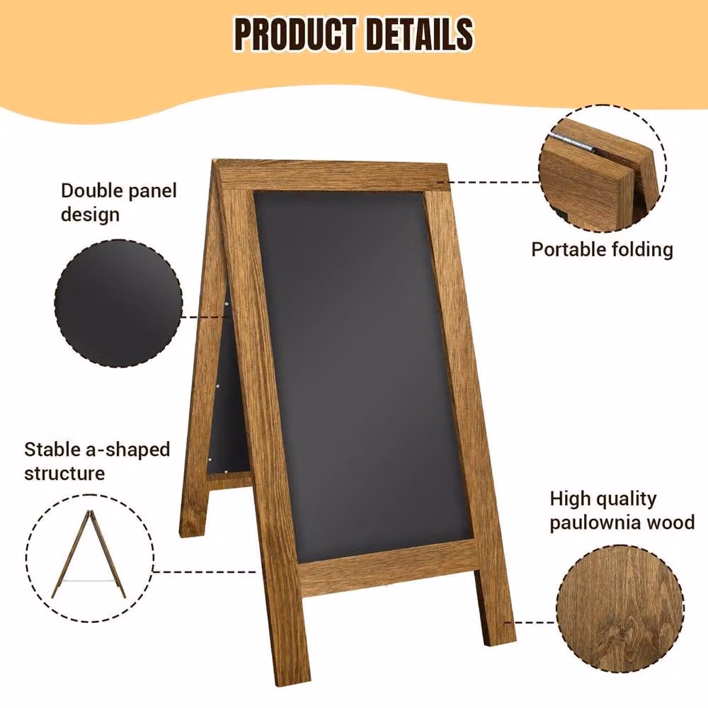 SPETLEK Double Magnetic Sturdy Wooden Chalkboard in Black – 3