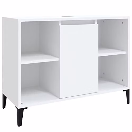 vidaXL Modern White Freestanding Bathroom Sink Cabinet with Internal Shelves, W/D/H: 80 x 33 x 60 cm