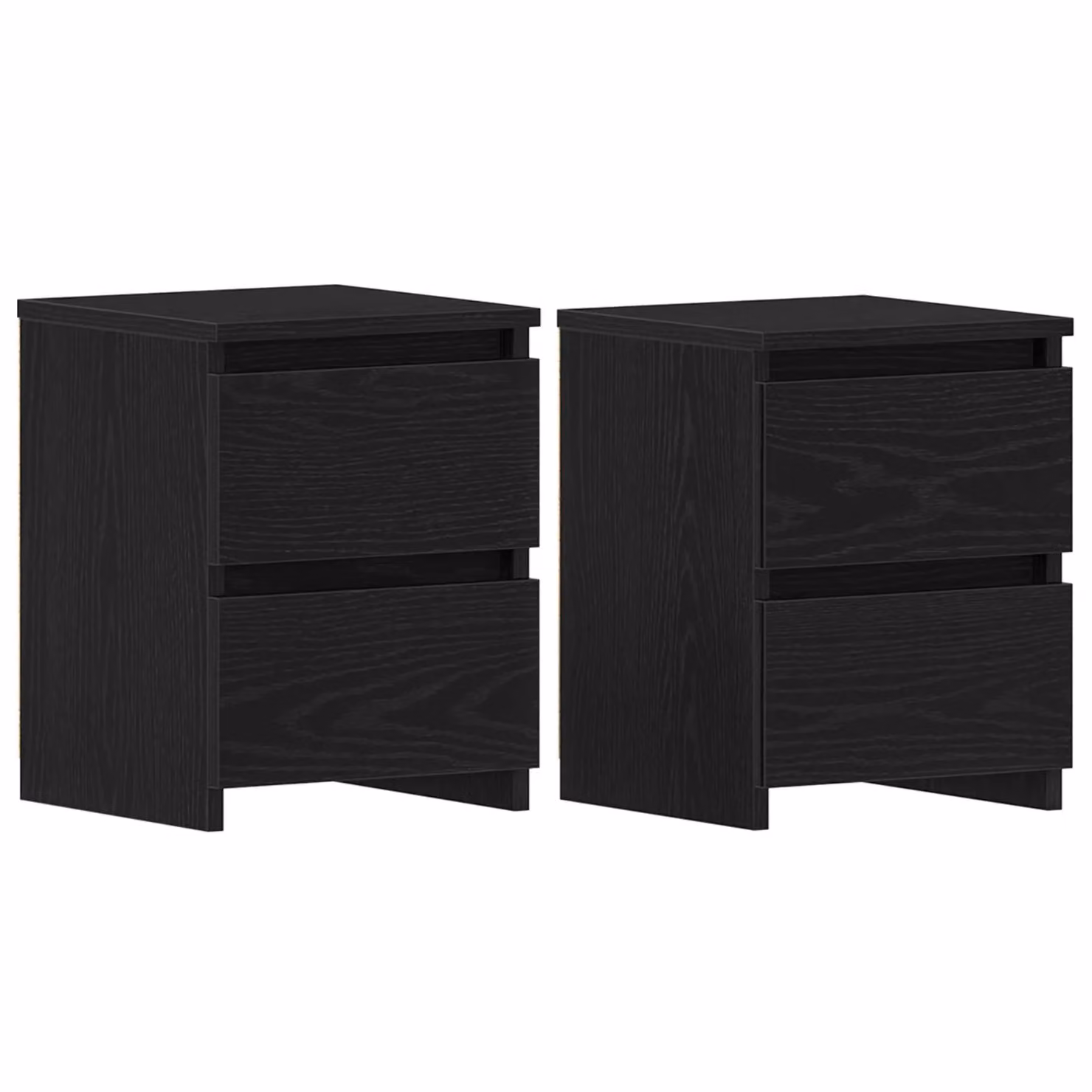 Berkfield Home Set of 2 Black Oak Bedside Cabinets with Drawers, W/D/H: 30 x 30 x 40 cm – 1