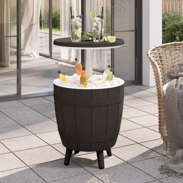Berkfield Home 3-in-1 Ice Cooler Table in Black Matt Polypropylene