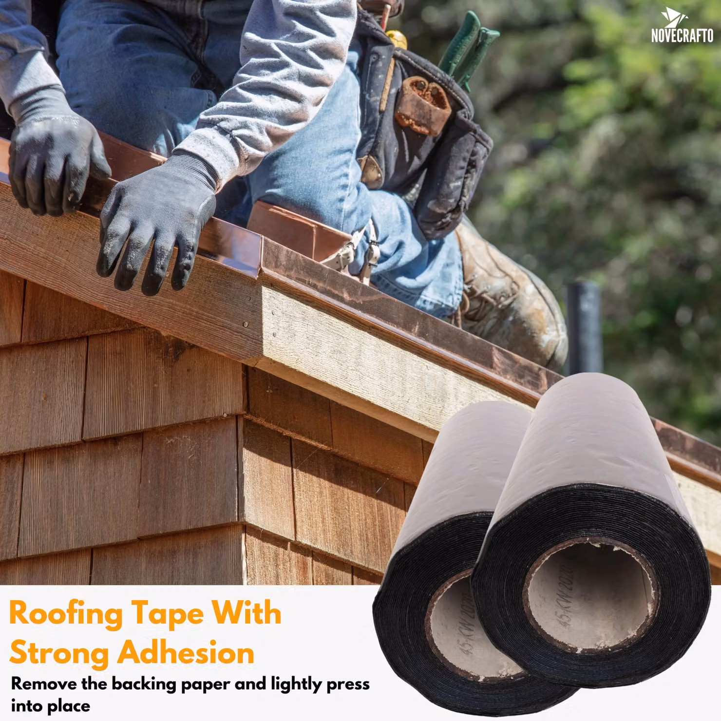 Novecrafto Self Adhesive Bitumen Flashing Tape for Roofing, Chimney and Gutter Repairs, Black, W: 22.5 cm, L: 10 m – 2