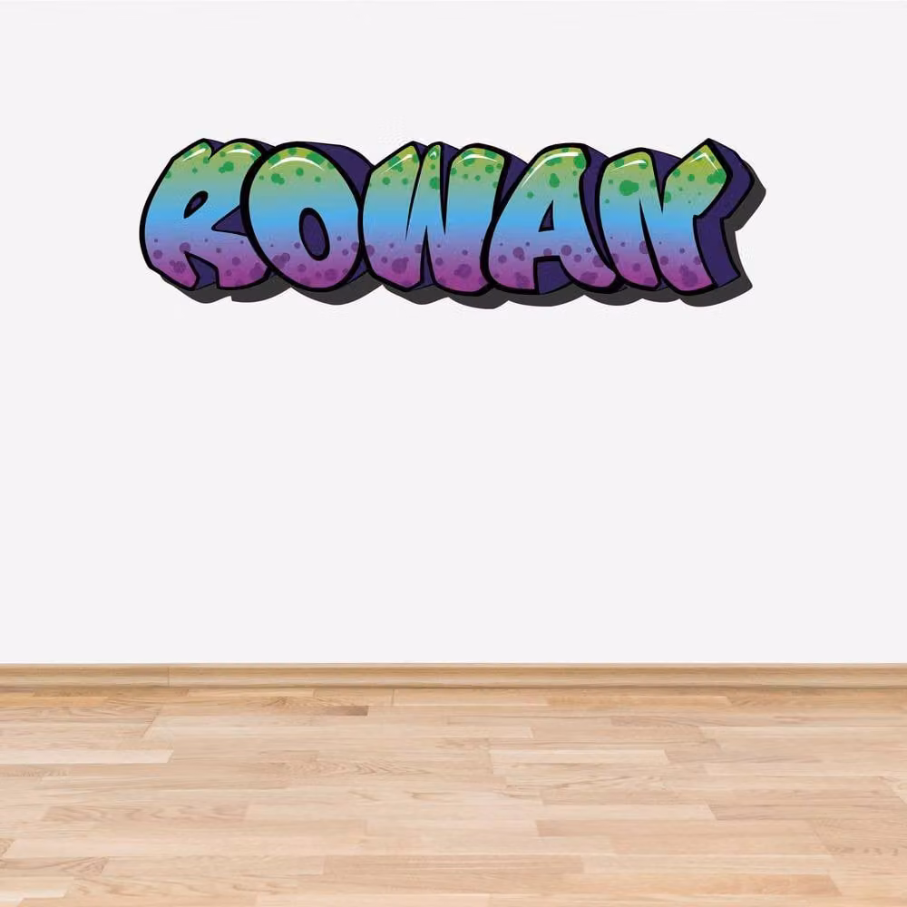 60 SECOND MAKEOVER Personalised Graffiti Name Wall Sticker in Purple, Green and Blue, Width: 60 cm – 2
