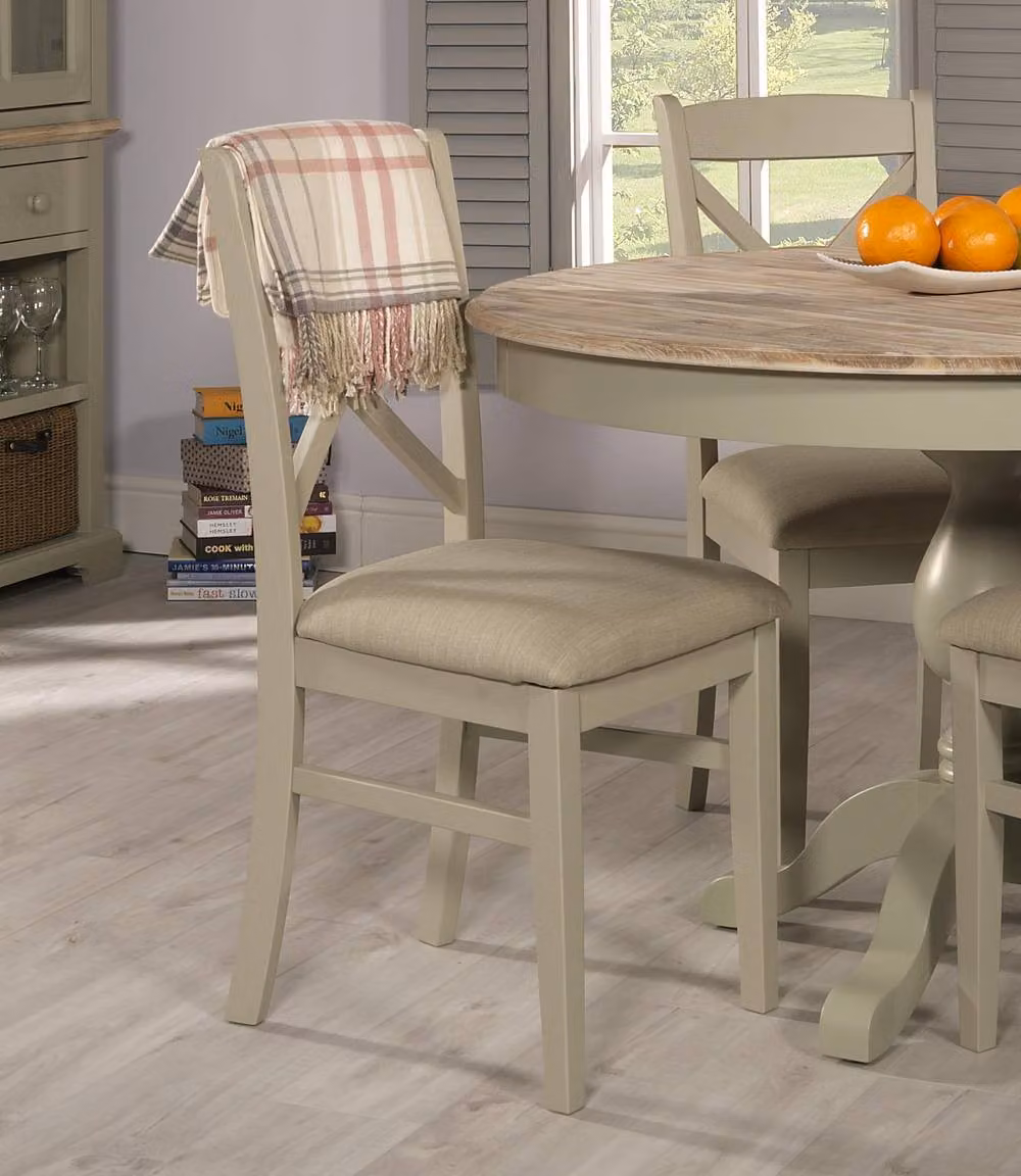 Statement Furniture Florence Set of 4 Cross Back Dining Chairs with Upholstered Fabric Seats in Green, W45 x D53 x H98 cm, Seat Height: 50 cm – 2