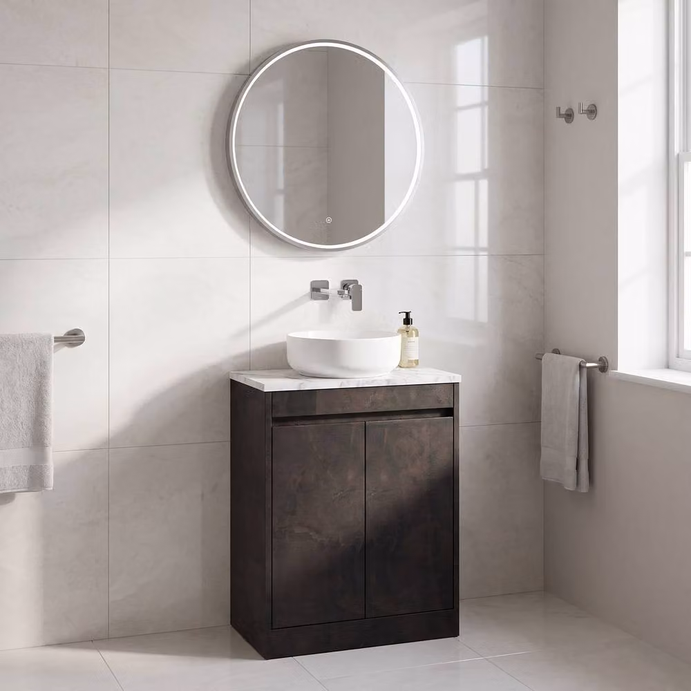 Balterley Modern Handleless 2 Door Floor Standing Bathroom Vanity Unit with Worktop in Matt Grey, W/D/H: 60.0 x 39.5 x 83.5 cm – 2
