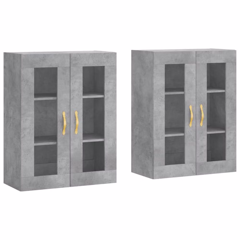 Berkfield Home Wall Mounted Cabinets with Glass Doors, 2 Pack, Grey – 2