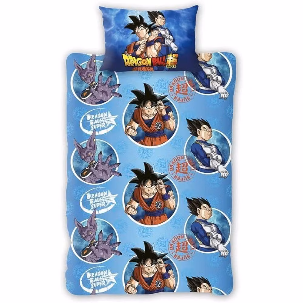 Dragon Ball Z Reversible Duvet Cover and Pillowcase Set, Multicolour and Blue, W: 90 cm, L: 200 cm