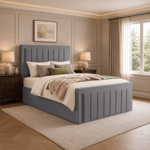 Desire Deco Lucia Plush Velvet Upholstered Ottoman Storage Bed Frame in Grey, Single, W/D/H: 90 x 190 cm – 1