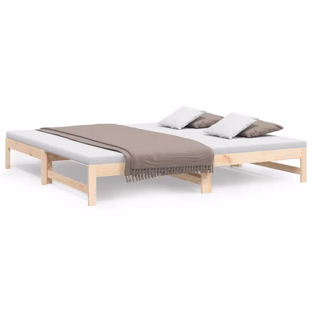 Berkfield Home Rustic Brown Solid Wood Pine Pull-out Day Bed, W/D/H: 160 x 200 x 80 cm – 2