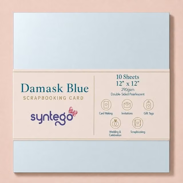 Syntego 10 Sheets of Blue Satin Decorative Construction Paper, W x H: 30.48 x 30.48 cm