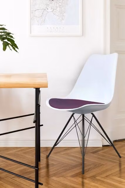 Fusion Living Soho Plastic Dining Chair with Black Metal Legs in Aubergine – 1