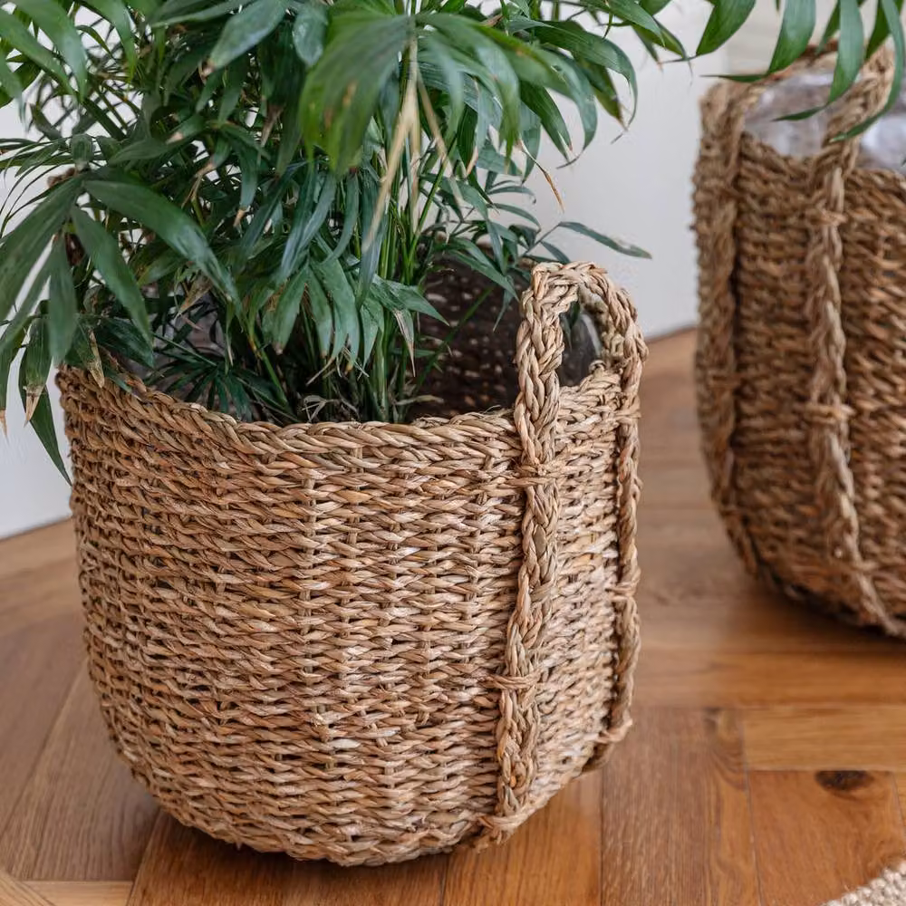 Lemon Pavilion Tenno Seagrass Rattan Basket Set of 3 in Beige and Sand – 3