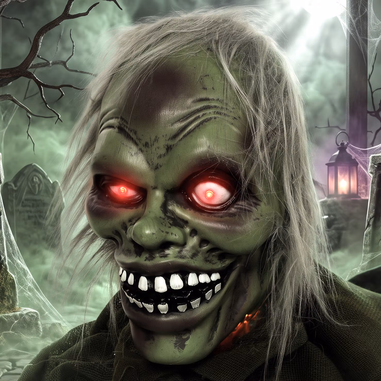 HOMCOM Halloween Animatronic Crawling Zombie Decoration with Light-Up Eyes and Creepy Sound in Multicolour – 5