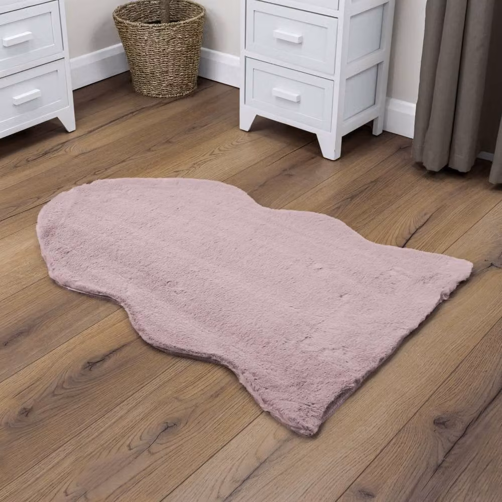 JVL Pink Faux Fur Pelt Rug, W: 60 cm, L: 90 cm – 2