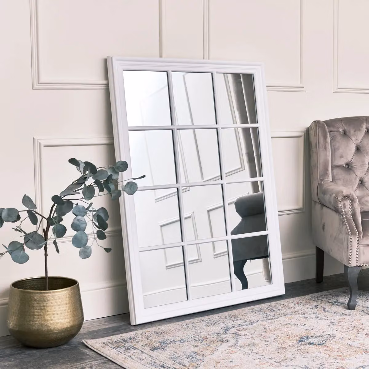 Melody Maison Large White Window Wall Mirror, W: 130 cm, H: 95 cm – 2