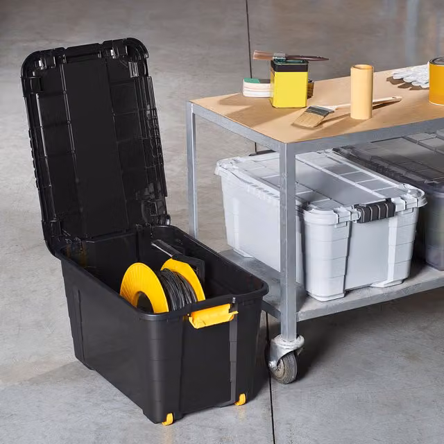 Tontarelli Stackable Flip and Store Box with Lid, Black, 60l