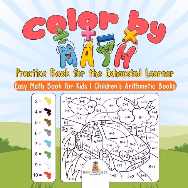 Baby Professor Colour by Math Practice Book for Children, Multicolour
