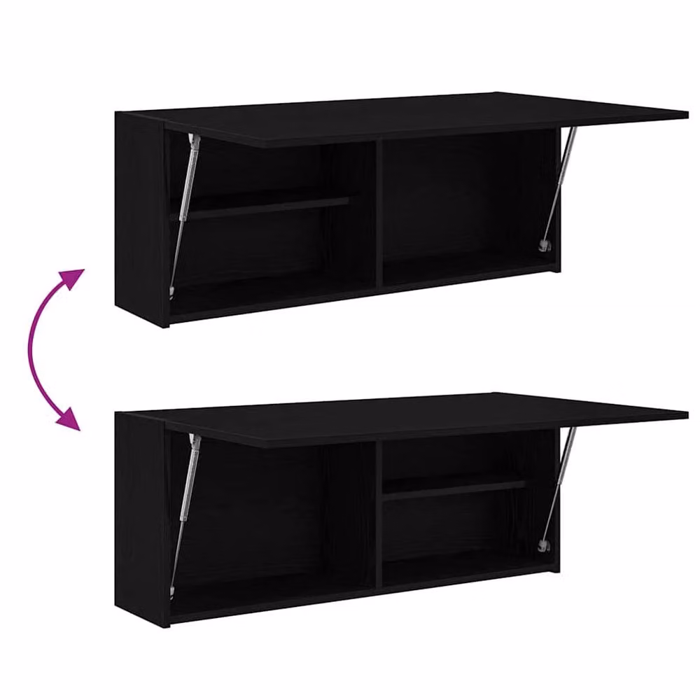 Berkfield Home Black Matt Bathroom Wall Cabinet with Hinged Doors and Internal Shelves, W: 100 cm, D: 25 cm, H: 40 cm – 4