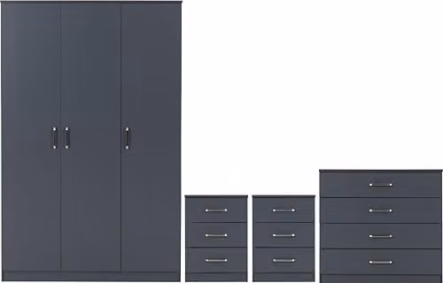 Seconique Dakota 3 Door Wardrobe Bedroom Set in Matt Dark Grey, H: 175 cm, W: 110 cm, D: 48 cm – 1