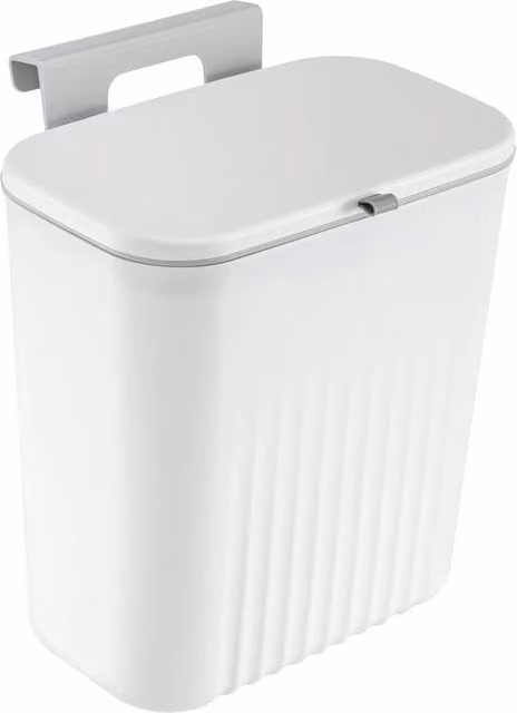 Hinsinc 9L Foldable Hanging Kitchen Bin with Flip Lid, Wall Mounted, White