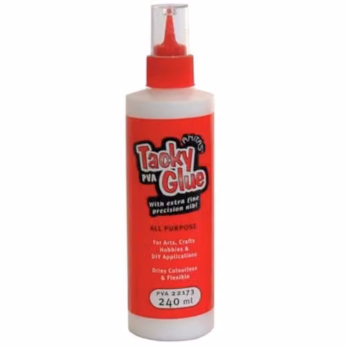 Anita's Tacky Poly Vinyl PVA Craft Glue, 240ml, All-Purpose White Adhesive for Paper, Wood, Leather and Fabric