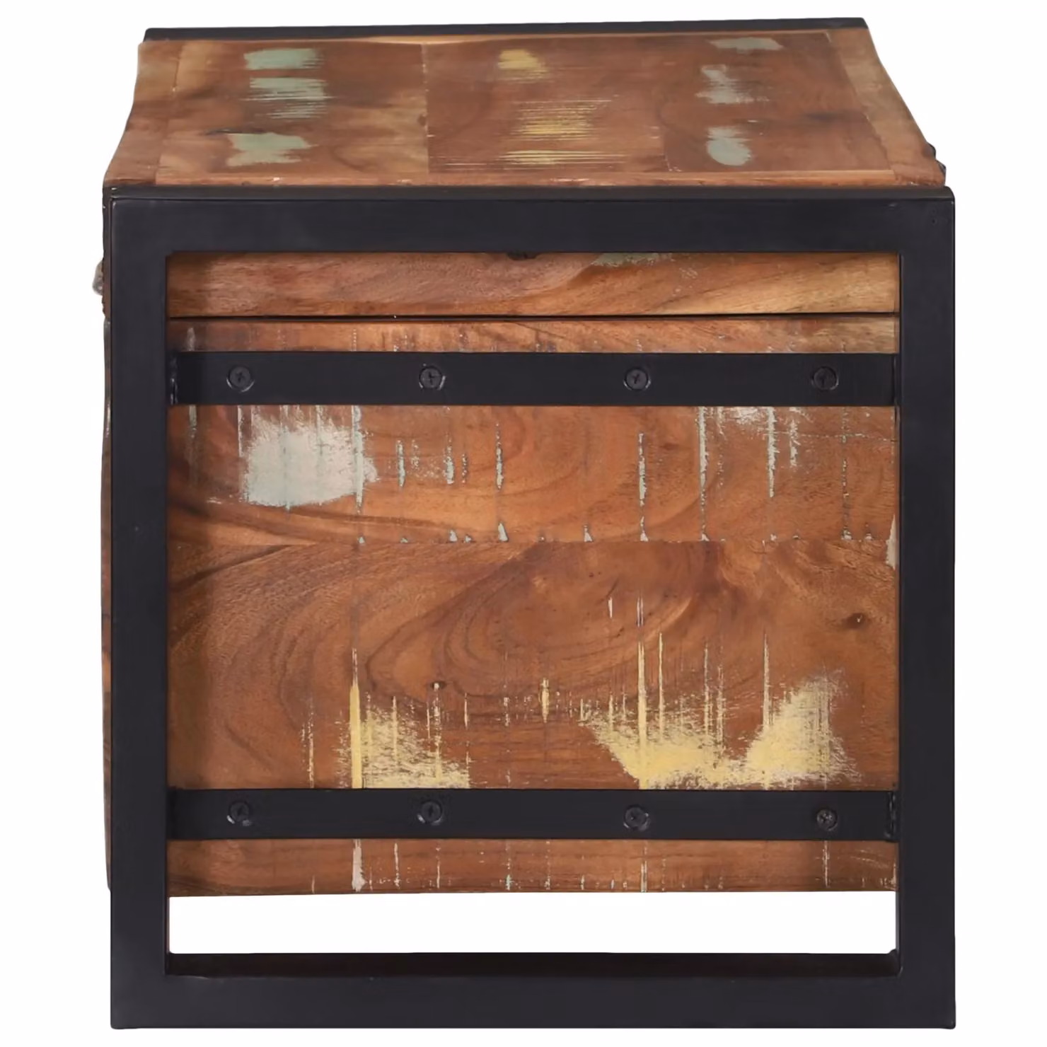 Berkfield Home Rustic Brown Solid Reclaimed Wood and Metal Storage Chest, W/D/H: 60 x 30 x 30 cm – 3