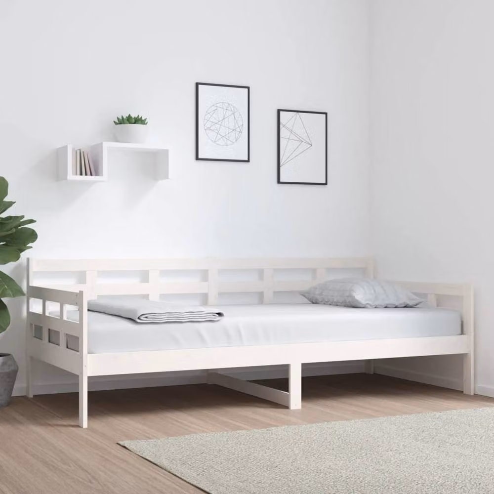 Berkfield Home Beautiful Day Bed in White Solid Wood Pine, W/D/H: 200 x 90 x 69.5 cm – 2