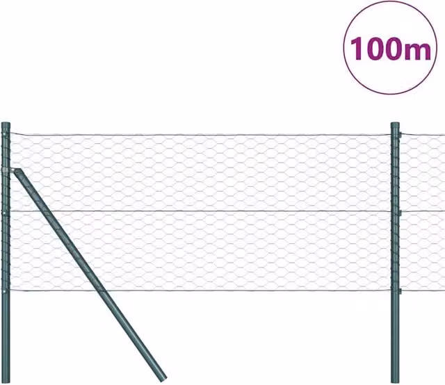 Berkfield Home Hexagon Steel Fence in Dark Green and Grey, W: 0.6 m, L: 100 m