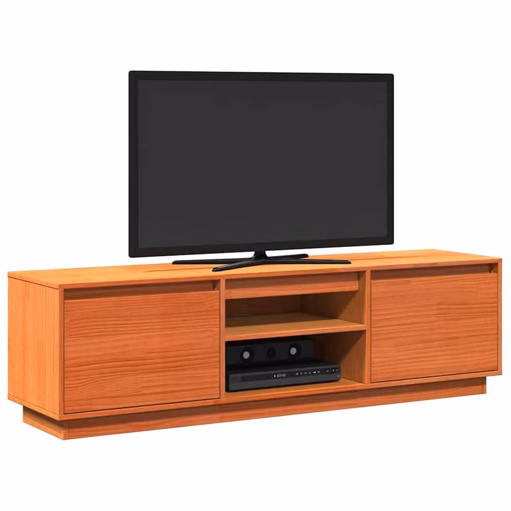 Berkfield Home Rustic Waxed Pine TV Cabinet, Brown, W: 140 cm, D: 35 cm, H: 40 cm – 3