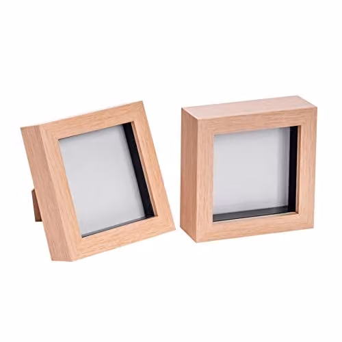 Nicola Spring Minimalist Square 3D Shadow Box Photo Frame, Brown, W/D/H: 10 x 10 x 3.5 cm – 1