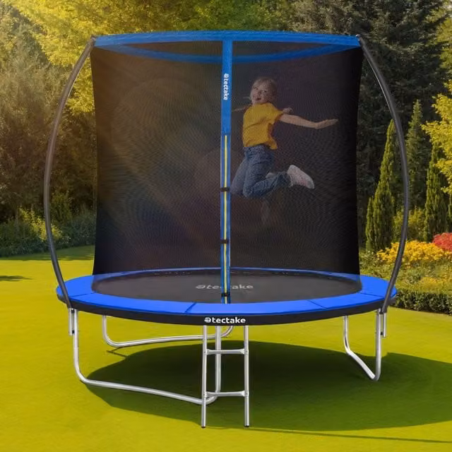 Tectake Black Mini Trampoline with Safety Net and Steel Frame, Diameter: 322 cm