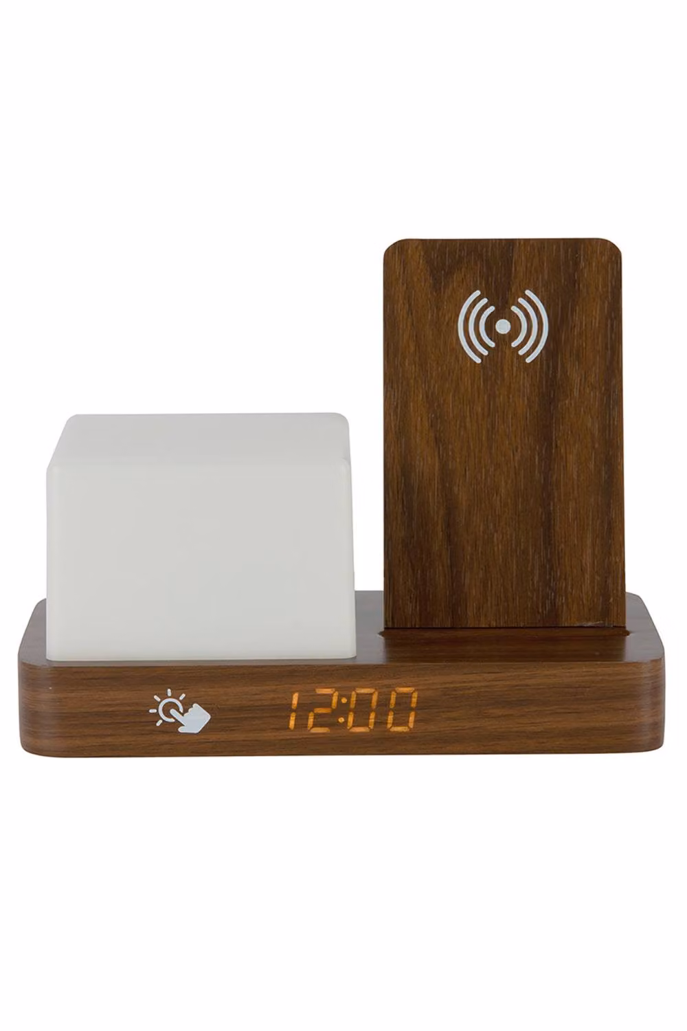 PRESENT TIME Karlsson Retro LED Night Alarm Clock in Dark Wood Veneer Brown – 2