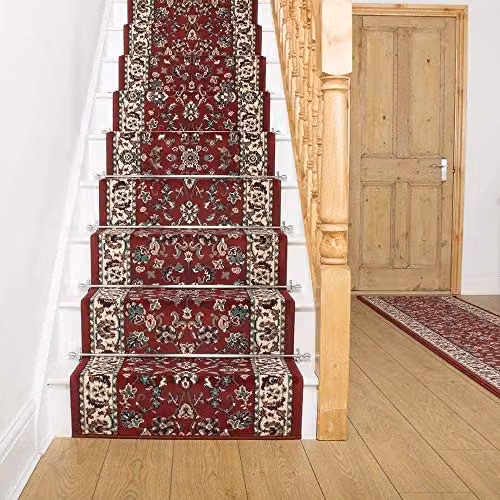 runrug Persian Stair Runner, Red, W: 60 cm, L: 720 cm – 2