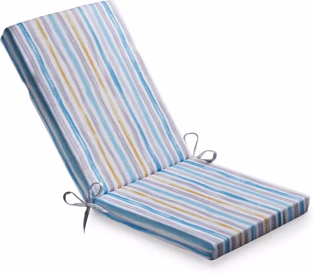 Livinluxury Maritime Striped Water Repellent Full Chair Seat and Back Pad in Turquoise and Multicolour