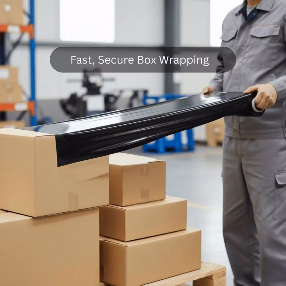 NESTLUNE Black Strong Rolls Pallet Stretch Shrink Wrap, 2 Pack, W: 52 cm x L: 1000 cm – 4