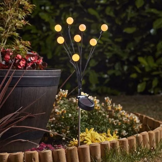 Garden Mile Solar Globe Sphere Stake Light in Black and White with Warm White LED