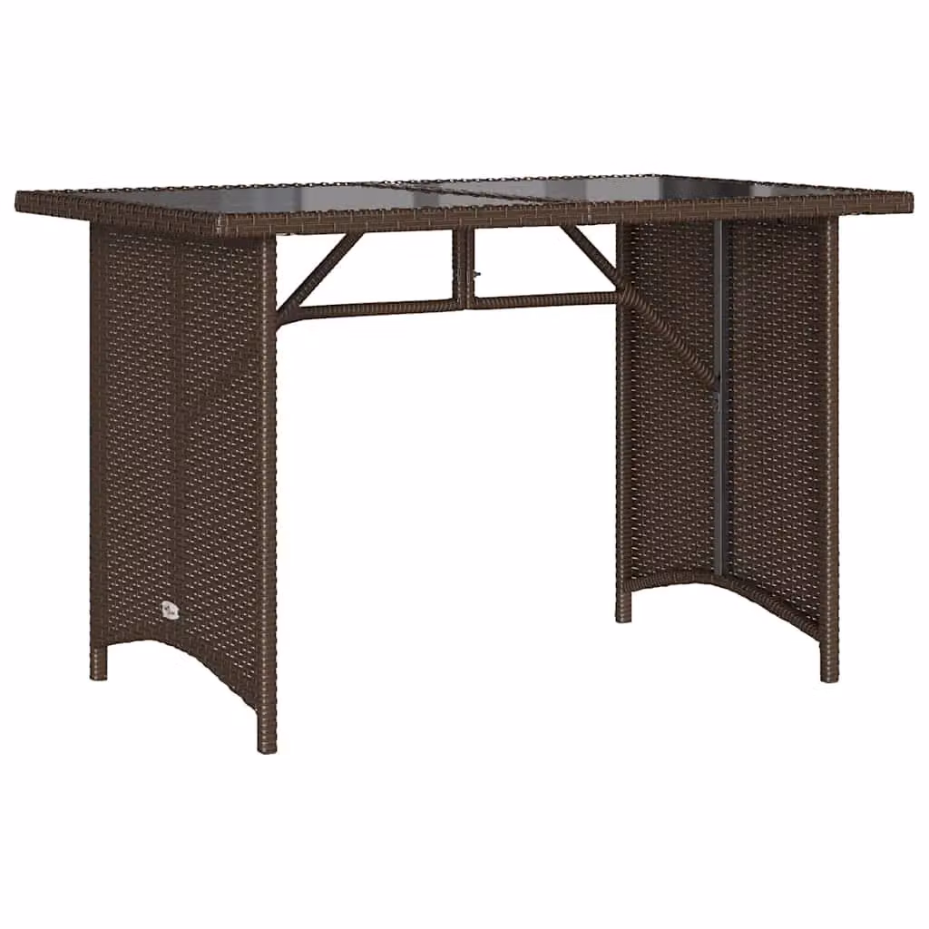 Berkfield Home Modern Brown Poly Rattan Garden Table with Glass Top, W/D/H: 110 x 68 x 70 cm – 2
