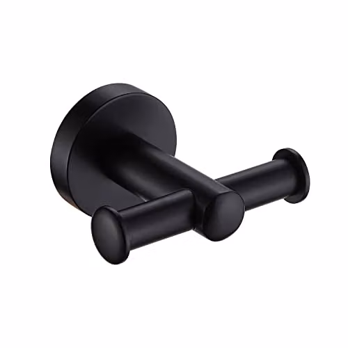 Showerdrape Matt Black Wall Mounted Stainless Steel Double Robe Hook