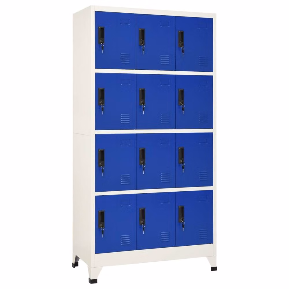 Berkfield Home Metal Locker Cabinet in Grey and Blue, W: 90 cm, D: 45 cm, H: 180 cm – 2